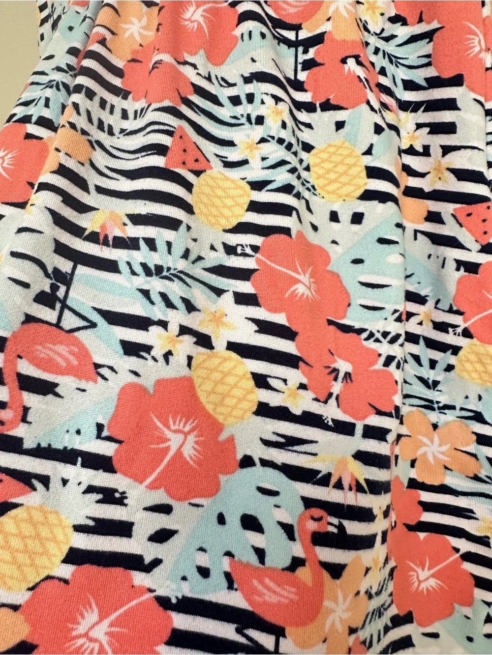 Picapino Girls Tropical Sleeveless Dress Size 5 Hibiscus Pineapple Print